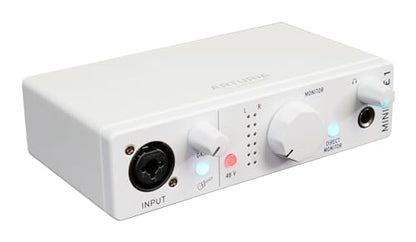 Arturia MiniFuse 1 White Bundle: Portable USB-C Audio Recording Interface with Software, RMC-XLR Dynamic Metal Handheld Wired XLR Microphone with Cables, 2-items