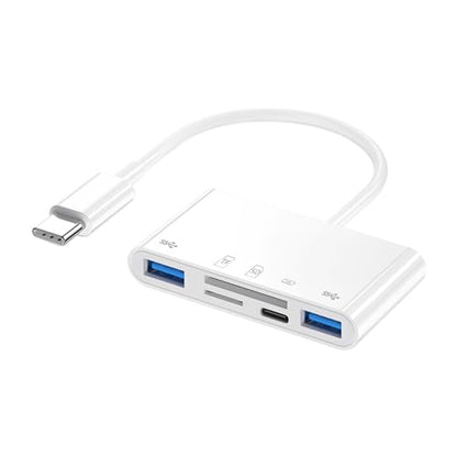 USB 2.0 Type C USB-C to TF Micro SD SDXC Dual USB3.0 Female Card Reader PD 27W Adapter for Laptop Tablet Phone - style: SD 5-in-1