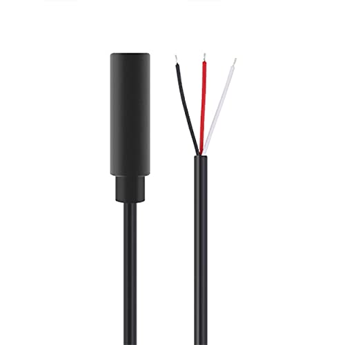 5PCS Replacement 3.5mm Female Jack to Bare Wire Open End TRS 3 Pole Stereo 3.5mm Jack Plug Connector Audio Cable for Headphone Headset Earphone Cable Repair, Black 30cm