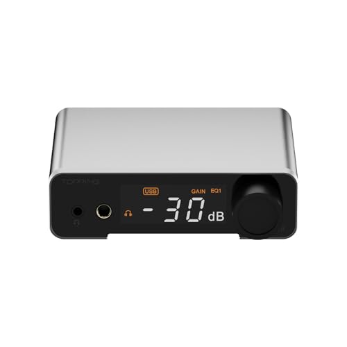 AOSHIDA Topping DX1 II Gaming DAC Headphone Amplifier, ES9039Q2M XU-316 DAC, 1000mW x2 DAC Amp with 10-Band PEQ, Optical I/O, 3.5mm & 4.4mm Balanced Output Headphone Amps for PC/PS5/Switch, Silver