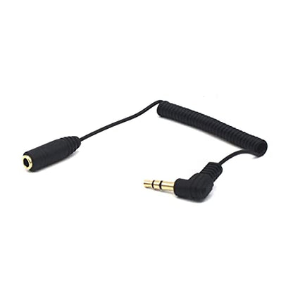 3.5mm TRS Stereo Extension Audio Coiled Cable, 2 Pack, 30cm, OD 1.5MM, 90 Degree Angle,1/8" Jack Headphone Aux Spring Spiral Cord