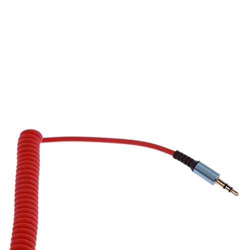 3.5mm Aux Cable Cord Coiled Headphone Cable 3.5mm Aux Extension Stereo Audio Cord Copper Right Angle Suitable for Portable Device Speaker, red