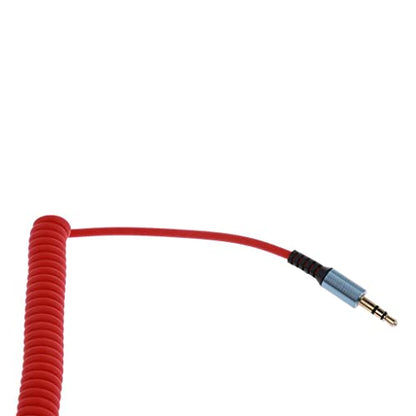 3.5mm Aux Cable Cord Coiled Headphone Cable 3.5mm Aux Extension Stereo Audio Cord Copper Right Angle Suitable for Portable Device Speaker, red
