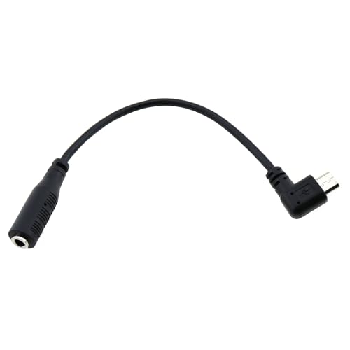 Audio Adapter Cable Black Micro USB to 3.5 Female Audio Elbow Adapter Cable for Headphone Microphone Smartphone and Camera