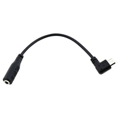 Audio Adapter Cable Black Micro USB to 3.5 Female Audio Elbow Adapter Cable for Headphone Microphone Smartphone and Camera