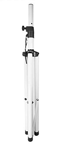 Rockville Pair RVSS2 White Tripod DJ PA Speaker Stands, 132 lbs Capacity, Adjustable Height 47-79 in, Carrying Case Included, for DJs Churches Clubs | Carry Case Included, 132 Lb Capacity, Adjustable 47"-79", Steel Construction, Also Works as Lighting Sta