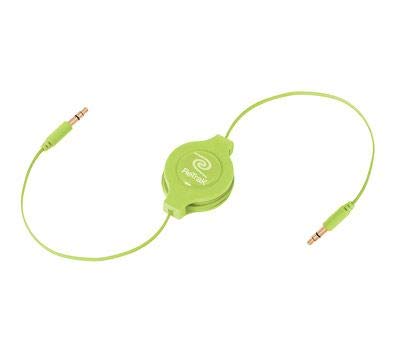 ReTrak Retractable AUX 3.5mm Audio Cable, Green (ETCABLE35GN) - color: Green, size: 5- Feet