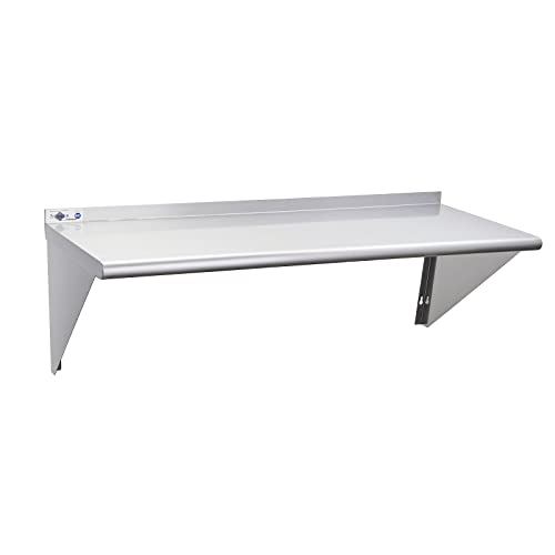 Profeeshaw NSF Stainless Steel Shelf 18” x 48”, Commercial Wall Shelving | 400 lb, Wall Mounted Metal Shelves, with Backsplash and 3 Brackets, for Restaurant, Bar, Utility Room, Kitchen and Garage - size: 18"x48"