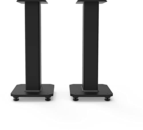 Kanto SX22 Universal Fillable Speaker Floor Stands for Bookshelf Speakers | 22" Tall | Adjustable Isolation Feet | Dedicated Cable Channel | Fill Bags & Level Incl. | Pair | Black