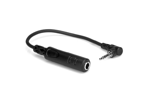 Hosa MHE-100.5 Headphone Adaptor, 1/4 Inch TRS to Right-angle 3.5 mm, 6 Inches - size: 0