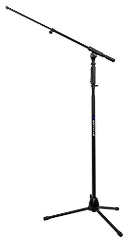 Rockville RVMIC3 Tripod Microphone Stand with Quick Release Hand Clutch & Boom, Black