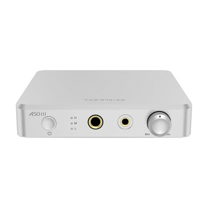 Topping A50 III NFCA Headphone Amplifier, 3500mW x 3500mW Home Audio Headphone Amp, RCA/TRS to 4.4mm/6.35mm Earphone Output with 3 Gain Settings 12V Trigger for IEM, Silver - color: Silver