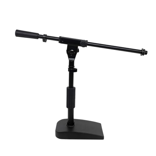 Shure by Gator Low Profile Mic Stand with Single-Section Boom (SH-DESKTOP2) | Compact Non-slip Weighted Base Twist Clutch Height Adjustment Integrated Cable Management.
