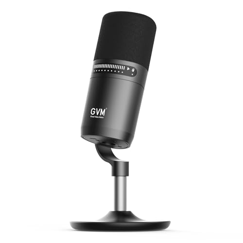 GVM Dynamic Microphone, XLR/USB Podcast Microphone with Mute Button, Monitoring Volume Control, Headphone Jack, Cardioid Gaming Mic, Vocal Mic for PC, MAC, Recording, Studio and Singing