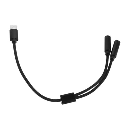 PC Headset Splitter Adapter with Sound and Plug and Play Features, Dual Headphone Microphone Splitter Cable in Black Plastic and Metal for Office and Travel Use