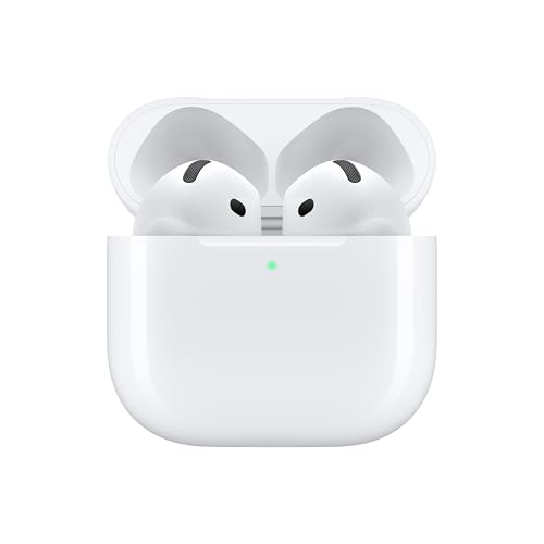 Apple AirPods 4 Wireless Earbuds, Bluetooth Headphones, Personalized Spatial Audio, Sweat and Water Resistant, USB-C Charging Case, H2 Chip, Up to 30 Hours of Battery Life, Effortless Setup for iPhone - style: Without Active Noise Cancellation