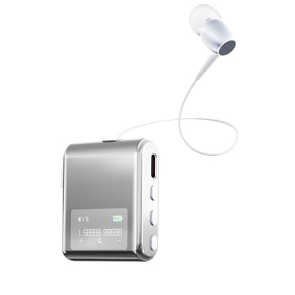 K89 Wireless Business Bluetooth Headset with LCD Display, Retractable Single Ear BT5.4 Earphone, Caller ID and Battery Level Indicator, Clip-On Hands-Free for Music, Driving, Sporting (Grey) - color: Grey