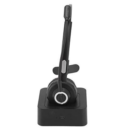 Call Center Headset, Noise Cancelling Comfort 300° Flexible Noise Cancelling Microphone, Bluetooth Headset with 10 M Wireless Range, with Magnetic Charging Base, Suitable for Office Classroom.