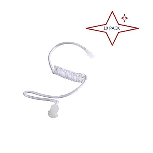 10 Pcs Clear Acoustic Coil Tube Replacement for Two Way Radio Sercurity Earpiece, Headset (with Connector 10 Pack) - color: WITH CONNECTOR (10 Pack)