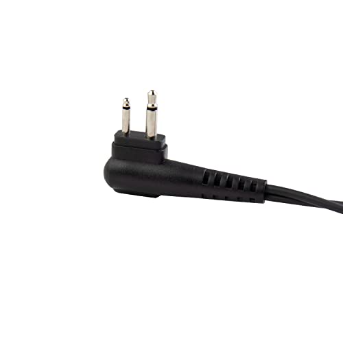 Covert Acoustic Tube Walkie Talkie Earpiece Headset with Mic Compatible with 2 Pin Motorola Two Way Radio, PU Material, Black
