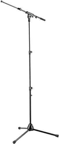K&M Konig & Meyer 25200.500.55 Microphone Stand With 2 Piece Telescopic Boom Arm | Easy Height Adjustment | Folding Leg Design | Non-Slip Tripod Base | Pro Grade for all Musicians | German Made