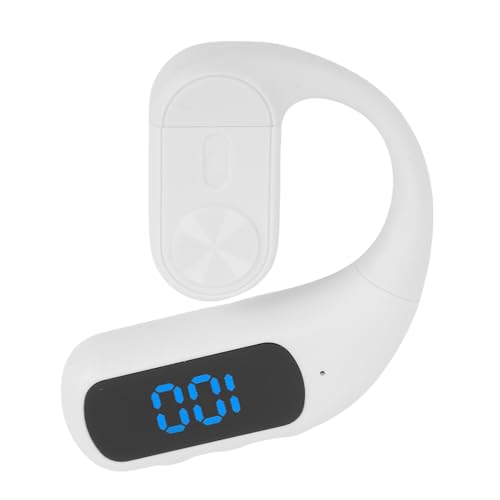 Zopsc Wireless Earpiece, Bluetooth Single Ear Hook Headset with Noise Canceling Mic, Digital Display, Hands Free Headset for Driving Office - color: White