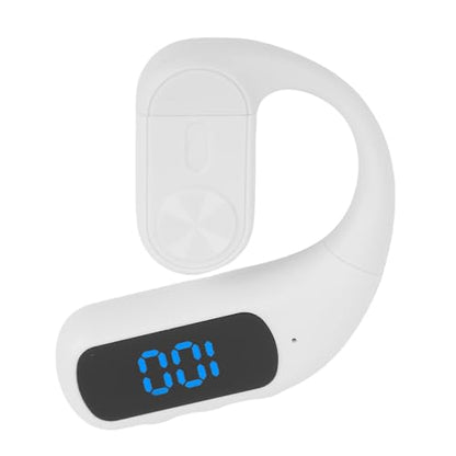 Zopsc Wireless Earpiece, Bluetooth Single Ear Hook Headset with Noise Canceling Mic, Digital Display, Hands Free Headset for Driving Office - color: White