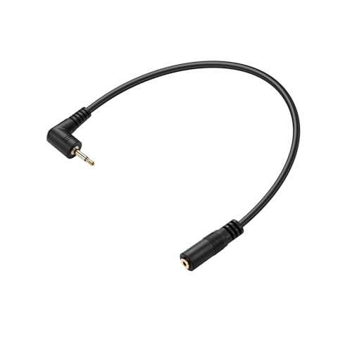 Right Angle 2.5mm Audio Aux Cable,90 Degree 2.5mm Male to Female TS Mono Audio Extension Cable for Smartphone,Headphone,Mp3 Player（0.3M）