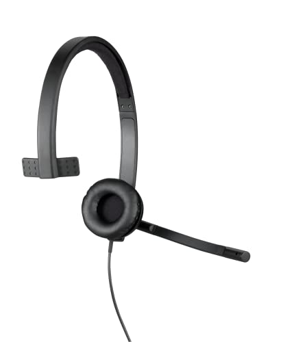 Logitech H570e Wired Headset Mono Headphones with Noise Cancelling - Black | In-line controls, mute button, indicator LED, compatible with PC, Mac, and Laptop - size: UC, style: Mono