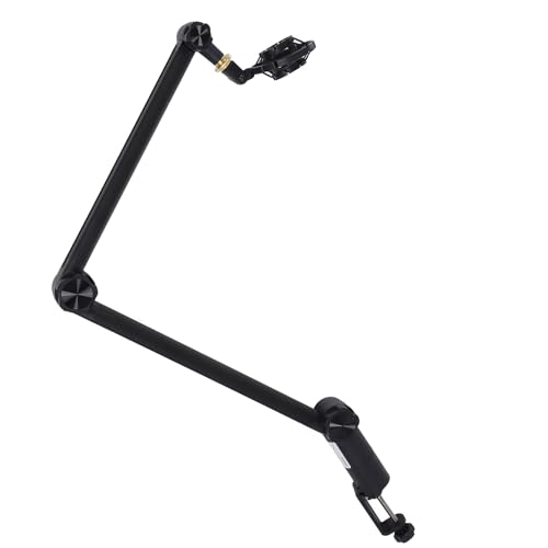 Zerone Adjustable Microphone Boom Arm Stand,Full 360 Degrees Rotation Mic Suspension Boom Arm Stand,Cable Management Channels, 3/8 to 5/8 Screw Adapter, Ideal for Podcast Streaming,
