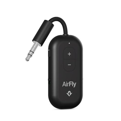 Twelve South AirFly Pro 2, Bluetooth Adapter, Pair 2 AirPods, Black | Pair 2 AirPods or Wireless Headphones – 3.5mm AUX Bluetooth Transmitter and Receiver for Cars, Boats, Treadmills, TVs & More - color: Black, style: AirFly Pro 2