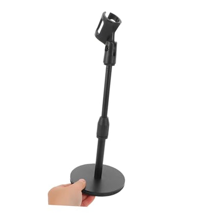 Abaodam Adjustable Desk Mic Holder with Metal round Base, Height Adjustable Microphone Stand for Podcast Recording and Home Use, Space-saving Design, Stable Desktop Mic Stand for Dynamic