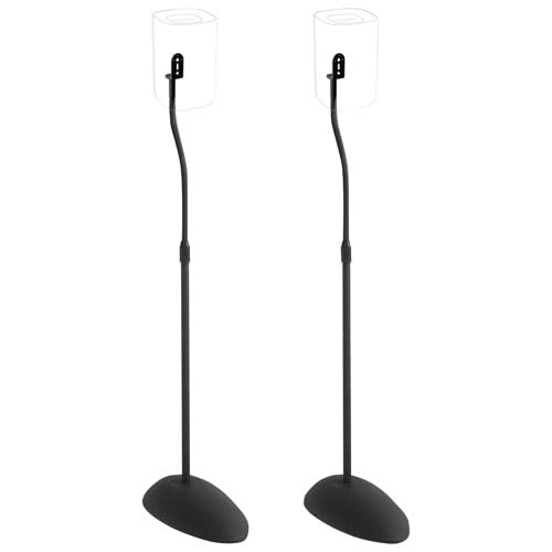 SANUS Speaker Stands for Satellite & Bookshelf Speakers, Fixed & Adjustable Height Options, Stable Floor Stands with Cable Management (Adjustable Height Speaker Stands – HTB3B-03)