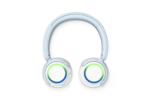 PHILIPS K4200 Lightweight On-Ear Wireless Kids Headphones - Built-in Mic, LED Lights, Safe Volume Limited, Audio Sharing, Foldable & Durable, Blue - color: Blue