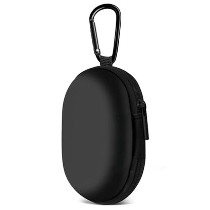 1 Pack Oval Earbud Case Storage Bag with Carabiner, Black - color: D11-black