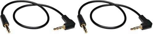 Tripp Lite P312-001-RA 1-Feet 3.5mm Mini Stereo Audio Cable with One Right Angle Plug,Black (Pack of 2) - size: 1 Count (Pack of 2), style: One Right Angle Plug