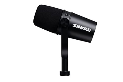 Shure MV7 USB Podcast Microphone for Podcasting, Recording, Live Streaming & Gaming, Built-in Headphone Output, All Metal USB/XLR Dynamic Mic, Voice-Isolating Technology, TeamSpeak Certified - Black | Live Streaming and Gaming, Built In Headphone Output,