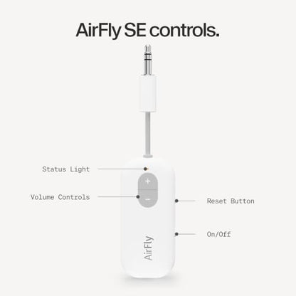 Twelve South AirFly SE, Bluetooth Wireless Audio Transmitter Adapter, White | Bluetooth Adapter for AirPods/Headphones, 20+ Hr Battery, Works with 3.5mm aux Jacks on Airplanes, TVs, Gym Equipment, Travel - color: White, style: AirFly SE