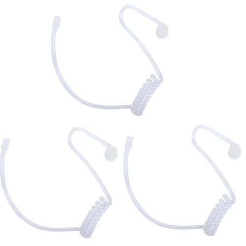 Two Way Radio Earpiece Acoustic Coil Tube Replacement for Walkie Talkie Surveillance Headset (Clear Tube with Plastic Elbow,3Pack,Wired)