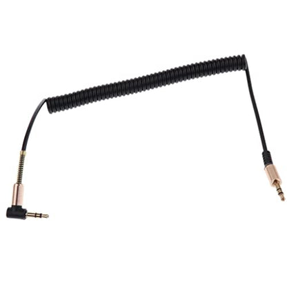 3.5mm Aux Cable Cord Coiled Headphone Cable 3.5mm Aux Extension Stereo Audio Cord Copper Right Angle Suitable for Portable Device Speaker, Black