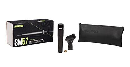 Shure SM57 Pro XLR Dynamic Instrument Microphone | Cardioid dynamic mic for studio and live instruments, drums, percussion and amp miking; recording-ready