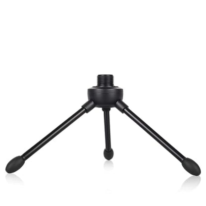 Desktop Tripod Microphone Stand, with Non-slip Rubber Feet, Durable Iron Construction, Portable Foldable, Adjustable Table Microphone Stand for Podcasts, Online Chat, Conferences, Lectures, Black