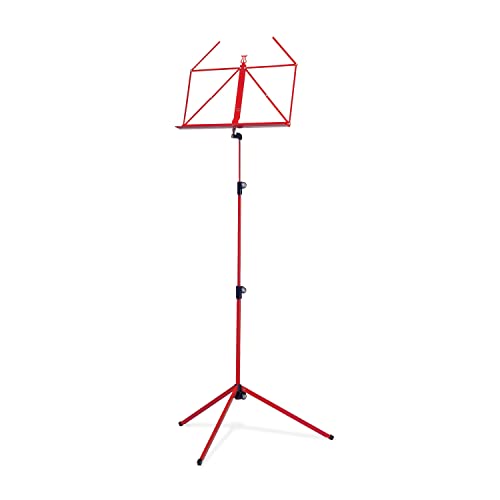 K&M Konig & Meyer 10010.000.59 Colorful Music Stand | Large Deep Desk | Sturdy Base | Adjustable 3pc Telescopic Design | Folding Compact | Pro Grade for Musicians | German Made | Red - color: Red