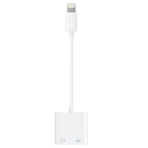 [MFi Certified] 2-in-1 Lightning to 3.5mm Audio & Charger Splitter for Headphones & Fast Charge, Compatible with iPhone 14/13/12/11/X/8/iPad - Car AUX, Gaming, Live Streaming, Work & Travel (1, White) - color: White-1Pack