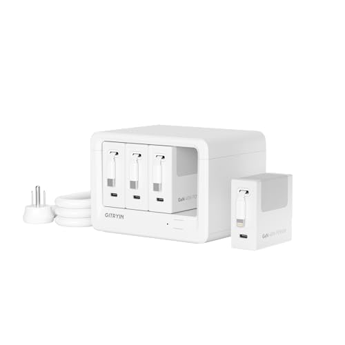 12-in-1 Desktop Charging Station, 160W USB Retractable GaN Charger | Modular Charging Hub for Multiple Device, 3 Retractable Type-C Chargers, 1 Lightning, 4 AC, 4 USBC, 33.5in Cables, White - size: With 3 Type-C Chargers and 1 Lightning Charger
