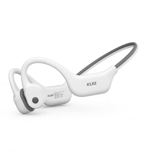Bone Conduction Headphones for Running with mic and Rear Safety Light | Dual Sound Modes, Adjustable Fit, 10H Playtime, USB-C Charging, Clear Calls, Lightweight Comfort for Gym, Cycling and Hiking. - color: KLKE-White