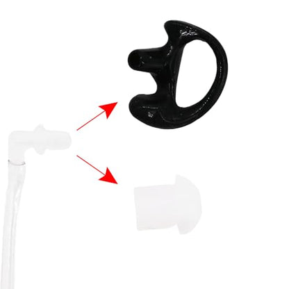 ETMY K-2 PIN Throat Mic Compatible with BaoFeng/Retevis/Pxton/Kenwood, Airsoft Tactical Single-Ear Air Tube Headset with 3-Pair Earbuds, for Noisy Env/Hunting/Security & Motorcycle Riding 1 Pack