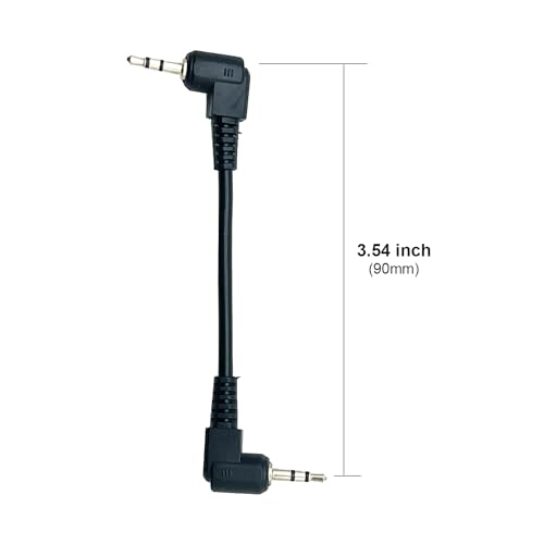Seadream 2.5mm TRS Audio Cable Short, 3Pack 90 Degree 2.5mm Male to Male Double Angle Aux Cable for Headphones, Smartphones, Speakers