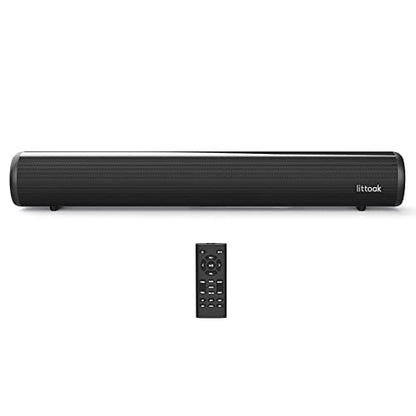 LITTOAK HDMI 16 Inch Soundbar for Smart TV | Small Home Audio Sound Bar TV Speakers, Optical/HDMI/Aux/USB/Bluetooth, for TV, PC, Projectors, Includes Remote Control