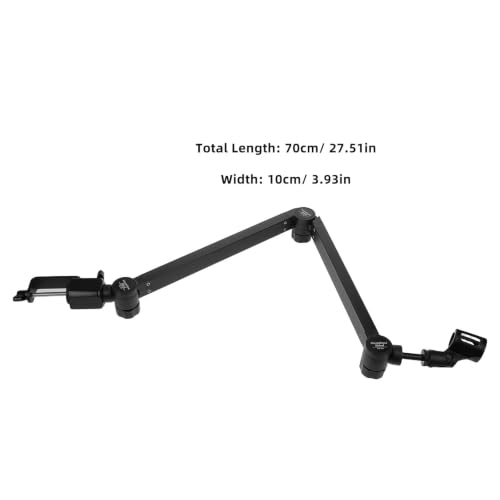 Heavy Duty Management and Desk Stand Arm Microphone Mic Boom Adjustable with Clip, Metal Plastic Construction, High Load Capacity and Cable for Podcasting and Live Streaming